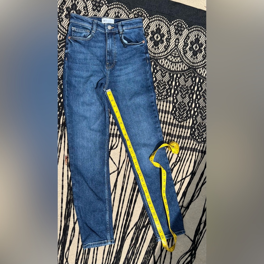 NWOT Zara Dark Blue Wash High Rise Skinny Quality Shaping Stretch Denim 4 Baddie - Picture 7 of 12